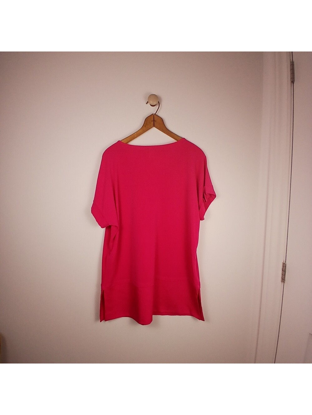 Calvin Klein Pink Stretch Top Women Medium Short Sleeve Casual Tee - Picture 4 of 9